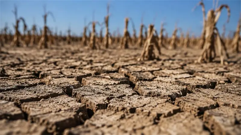 Dry farmland in the Aldenne Valley after weeks without rain.