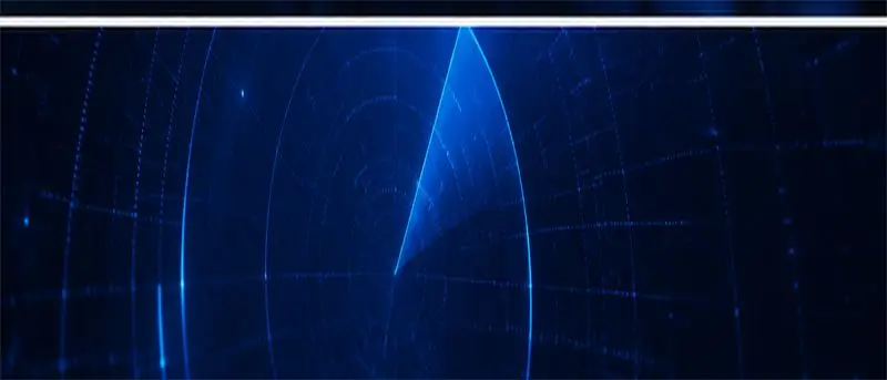 Concentric radar rings glow against a deep blue data visualisation.