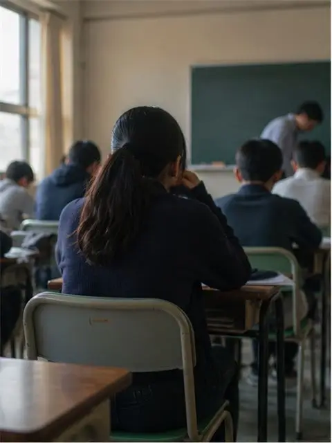 Pupils seen from the back of a classroom during a lesson.