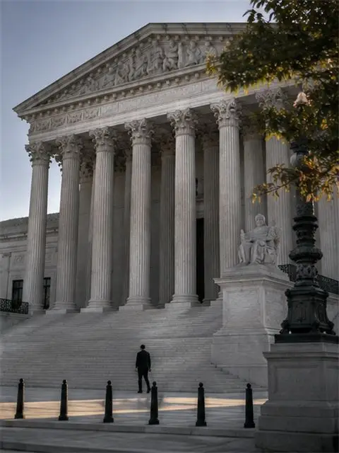 The exterior of the High Court building in Meridale.