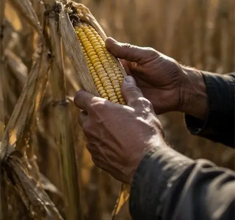 Freshly harvested grain, seen up close.