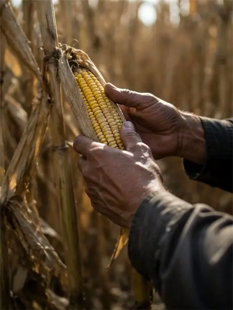 Freshly harvested grain, seen up close.
